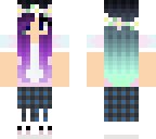 cute girl purple and green haired in pyjamas