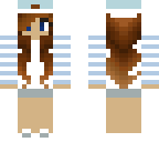 blue striped top with baseball cap