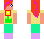 girl with meduim hair and fire flower shirt