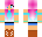 pink-haired girl in summer clothes