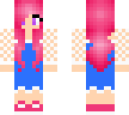 pink girl with headphones and a dress