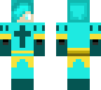 blue haired boy armored