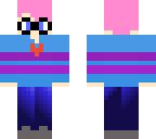 frisk with pink hair and glassess