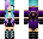 blue and purple haired warrior girl
