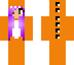 orange dino with purple hair