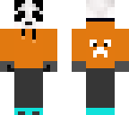panda in an orange jacket