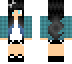 girl with black hair cyan plaid blue tips