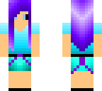 blue outfit with purple hair