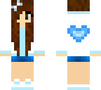blue girl with brown eyes and hair