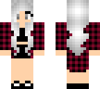 silver hair with maroon flannel