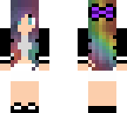 rainbow hair with purple bow