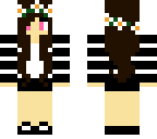 brunette girl with black and white outfit