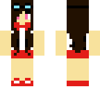 brunette girl with red suspenders outfit edit
