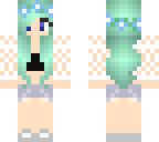 cute summer girl with green hair 
