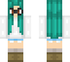 normal girl with teal hair and glasses