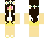 brunette girl with flower outfit