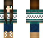 girl with cyan sweater  and jeans
