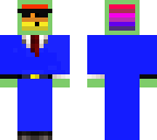 rainbow slime in blue suit