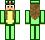 girl in a green frog costume