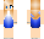 blond hair and blue dress