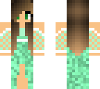emily from behind the shadows in a green dress