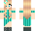 blonde girl with aqua dress
