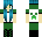 creeper girl green with blue hair