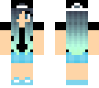 blue haired girl with black hat