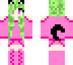 pink cat girl green hair