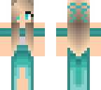 blonde girl with aqua dress