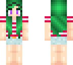 green hair with high waisted shorts