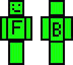 neon green with f front and b back