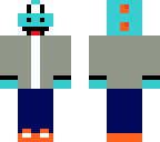 light blue yoshi with clothes