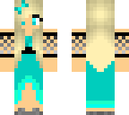 blonde girl with aqua dress
