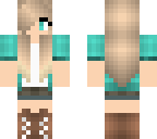 blonde girl with aqua shirt