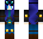 the female tdm with dark blue hair