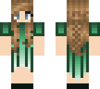 brown hair girl with a green dress