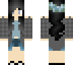 black haired girl with blue outfit