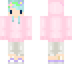blue haired chibi pink sweater