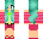 summer girl with green hair and pink attire