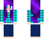 blue plaid purple hair girl