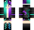 teal and purple haired kitty skin