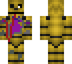 golden freddy with purple girl stuffed in suit