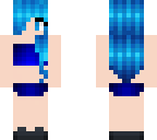 blue haired girl in bikini