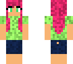pink hair green shirt girl