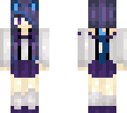 blue haired school girl