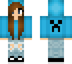 brown hair girl w blue creeper hoodie