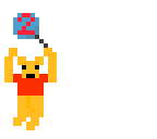 2 followers winnie the pooh holding a blue balloon