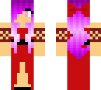 purple hair red dress