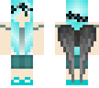 blue haired flower crowned gray winged girl